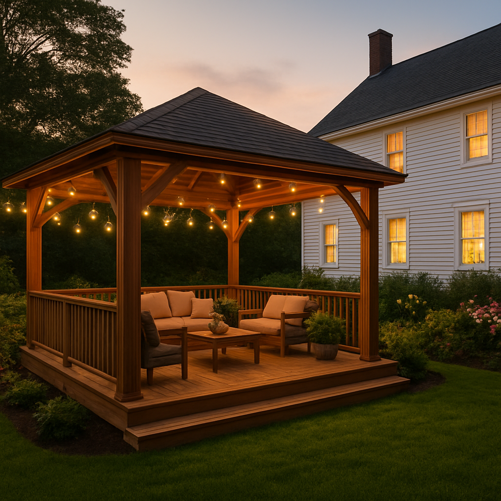Backyard gazebo and deck